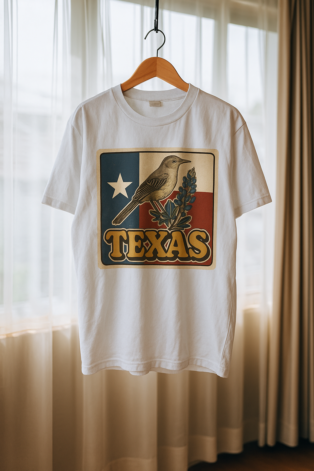Texas Pride Graphic Tee – Mockingbird, Bluebonnet & Lone Star Flag